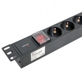 Блок розеток EKF PDU Teracom PRO 19 1U 10А/250В 7 розеток EKF Schuko выключатель без кабеля черный