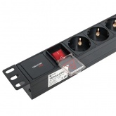 Блок розеток EKF PDU Teracom PRO 19 1U 10А/250В 8 розеток EKF Schuko выключатель без кабеля черный
