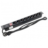 Блок розеток EKF PDU Teracom PRO 19 1U 16А/250В 8 розеток EKF Schuko выключатель кабель 2м черный