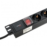 Блок розеток EKF PDU Teracom PRO 19 1U 16А/250В 8 розеток EKF Schuko выключатель кабель 2м вилка че
