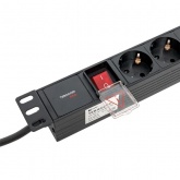 Блок розеток EKF PDU Teracom PRO 19 1U 16А/250В 8 розеток EKF Schuko выключатель кабель 2м вилка че