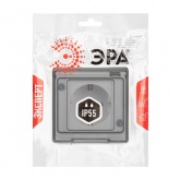 Розетка с заземлением открытой установки ЭРА Эксперт 11-2502-01 2P+E 16А шторки IP55 белый