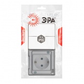 Блок ЭРА Эксперт розетка 2P+E+2-й выключатель открытой установки 11-7502-01 г-я IP55 белый