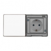 Блок ЭРА Эксперт розетка 2P+E+выключатель открытой установки 11-7501-01 г-я IP55 белый