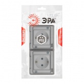 Розетка 2-я скрытой установки ЭРА Эксперт 11-2523-01 2х2P+E г-я 16А IP55 белый