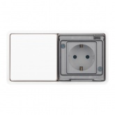 Блок ЭРА Эксперт розетка с заземлением+выключатель скрытой установки 11-7521-01 10А г-я IP55 белый