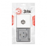 Блок ЭРА Эксперт розетка с заземлением+выключатель скрытой установки 11-7521-01 10А г-я IP55 белый