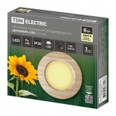 Светильник светодиодный TDM накладной круг Даунлайт СПО 6 Вт 3000K (сосна) 120х32мм