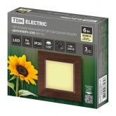 Светильник светодиодный TDM накладной квадрат Даунлайт СПО 6 Вт 3000К (венге) 120х120х32мм