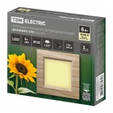 Светильник светодиодный TDM накладной квадрат Даунлайт СПО 6 Вт 3000K (сосна) 120х120х32мм