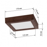 Светильник светодиодный TDM накладной квадрат Даунлайт СПО 12 Вт 3000K (венге) 170х170х32мм