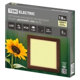 Светильник светодиодный TDM накладной квадрат Даунлайт СПО 18 Вт 3000K (венге) 225х225х32мм