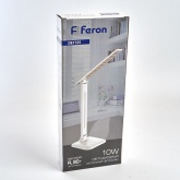 Светильник светодиодный настольный Feron DE1725 10W, 4000K, 230V, диммируемый, складной, белый