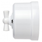 Накладной выключатель поворотный 1-клавишный проходной TDM Виви с ручкой (бантик) 10А белый