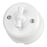 Накладной выключатель поворотный 1-клавишный проходной TDM Виви с ручкой (бантик) 10А белый