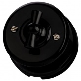 Накладной выключатель поворотный 1-клавишный TDM Виви проходной с ручкой (бантик) 10А черный