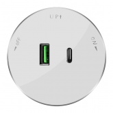 Розетка для зарядки SE MultiTrack 2хUSB (тип А+С) круглая 18Вт 5В 3А белый