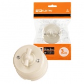 Накладной выключатель поворотный 1-клавишный TDM Виви проходной с ручкой (бантик) 10А слоновая кость (бежевый)