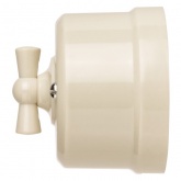 Накладной выключатель поворотный 2-клавишный TDM Виви с ручкой (бантик) 10А слоновая кость (бежевый)