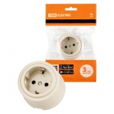 Накладная розетка TDM Виви 2П+З 16А 250В слоновая кость (бежевый)