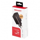 Сетевое зарядное устройство Rexant USB A + Type-C 5V 2.4 A черный