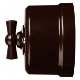 Накладной выключатель поворотный 2-клавишный TDM Виви с ручкой (бантик) 10А коричневый