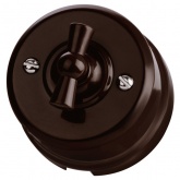 Накладной выключатель поворотный 2-клавишный TDM Виви с ручкой (бантик) 10А коричневый