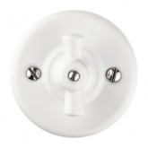 Накладной выключатель 2-клавишный TDM Болонь с ручкой (бантик) 10А фарфор белый