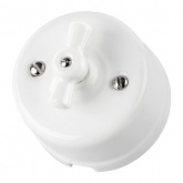 Накладной выключатель 1-клавишный проходной TDM Болонь с ручкой (бантик) 10А фарфор белый