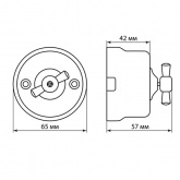 Накладной выключатель 1-клавишный перекрёстный TDM Болонь с ручкой (бантик) 10А фарфор белый
