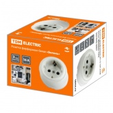 Накладная розетка TDM Болонь 2П+З 16А 250В фарфор белый