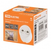 Накладная розетка RJ11 двойная TDM Болонь фарфор белый