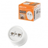 Накладная розетка RJ11 двойная TDM Болонь фарфор белый