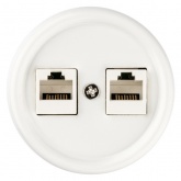 Накладная розетка RJ45 двойная TDM Болонь фарфор белый