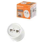 Накладная розетка RJ11+RJ45 двойная TDM Болонь фарфор белый