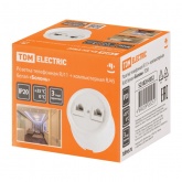 Накладная розетка RJ11+RJ45 двойная TDM Болонь фарфор белый
