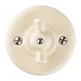 Накладной выключатель 1-клавишный TDM Болонь с ручкой (бантик) 10А фарфор слоновая кость (бежевый)