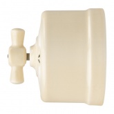Накладной выключатель 1-клавишный проходной TDM Болонь с ручкой (бантик) 10А фарфор слоновая кость (бежевый)