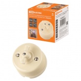 Накладной выключатель 1-клавишный перекрёстный TDM Болонь с ручкой (бантик) фарфор слоновая кость (бежевый)