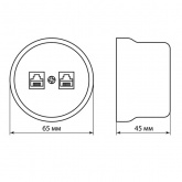 Накладная розетка RJ11 двойная TDM Болонь фарфор слоновая кость (бежевый)