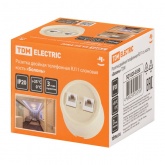 Накладная розетка RJ11 двойная TDM Болонь фарфор слоновая кость (бежевый)