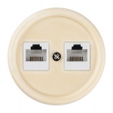 Накладная розетка RJ11 двойная TDM Болонь фарфор слоновая кость (бежевый)