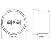 Накладная розетка RJ45 двойная TDM Болонь фарфор слоновая кость (бежевый)