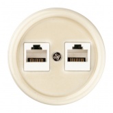 Накладная розетка RJ45 двойная TDM Болонь фарфор слоновая кость (бежевый)