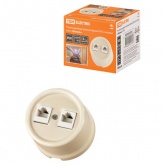 Накладная розетка RJ45 двойная TDM Болонь фарфор слоновая кость (бежевый)