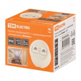 Накладная розетка RJ11+RJ45 двойная TDM Болонь фарфор слоновая кость (бежевый)