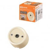 Накладная розетка TV проходная TDM Болонь фарфор слоновая кость (бежевый)