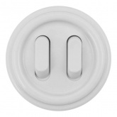 Накладная кнопка 2-клавишная Bironi Лизетта пластик белый (клавишный)