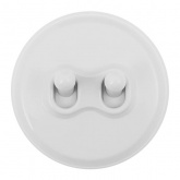 Накладная кнопка 2-тумблерная Bironi Лизетта пластик белый (тумблерный)