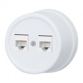 Накладная розетка компьютерная 2-ая Bironi Лизетта RJ45 пластик белый